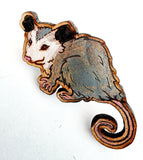 Opossum Leather Pin - Nature Zoo Art Jewelry