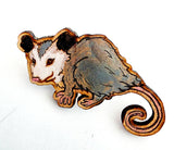 Opossum Leather Pin - Nature Zoo Art Jewelry