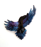 Flying Raven Leather Nature Art Animal Pin