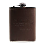 Ernest Hemingway Quote Leather Flask