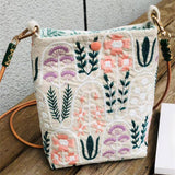 Hand-Embroidered Cotton Crossbody Phone Pouch  S5P288