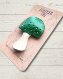 Spotted Mushroom Leather Pin
