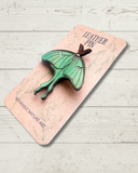 Luna Moth Leather Pin