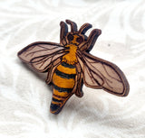 Honey Bee Leather Pin - Insect Zoo Nature Art
