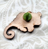 Opossum Leather Pin - Nature Zoo Art Jewelry