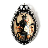 Krampus Hobby Horse Brooch Silver or Gold Gothic Christmas