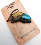 Rainbow Scarab Leather Nature Art Insect Animal Pin
