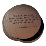 Abraham Lincoln Quote Leather Coaster