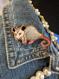 Opossum Leather Pin - Nature Zoo Art Jewelry