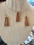 Wooden necklace and earrings