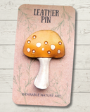 Spotted Mushroom Leather Pin
