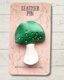 Spotted Mushroom Leather Pin