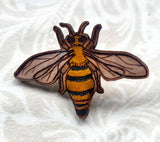 Honey Bee Leather Pin - Insect Zoo Nature Art