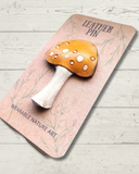 Spotted Mushroom Leather Pin