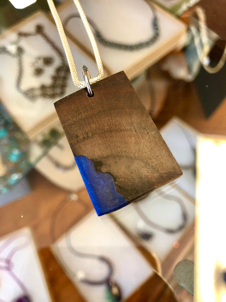 Walnut and Resin Necklace